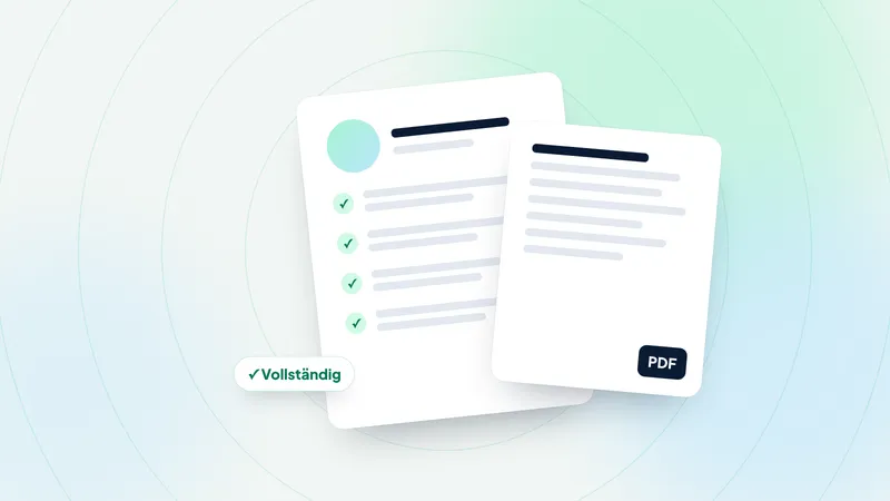Illustration: Bewerbungsdossier mit Checkliste, Dokumenten und Foto für eine Genossenschaftswohnung